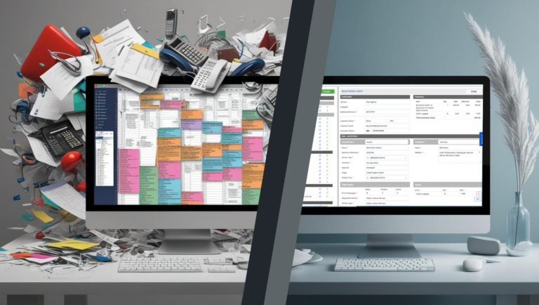 Computer with messy emails and spreadsheets vs a consolidated version